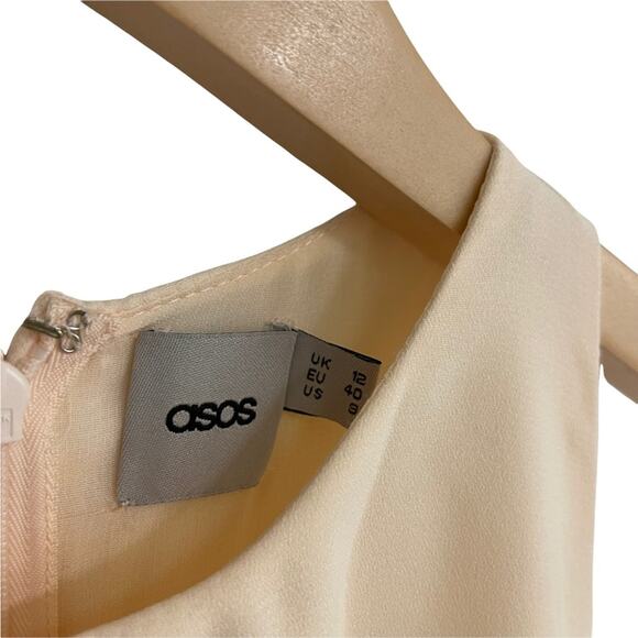 ASOS Sheer & Solid Skater Dress Bridal Wedding Cocktail Cream Feminine Mesh SZ 8 - Picture 11 of 13